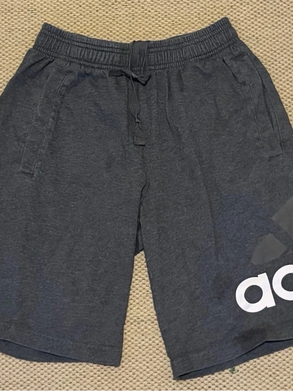 adidas Men's Dark Gray Athletic Drawstring Shorts